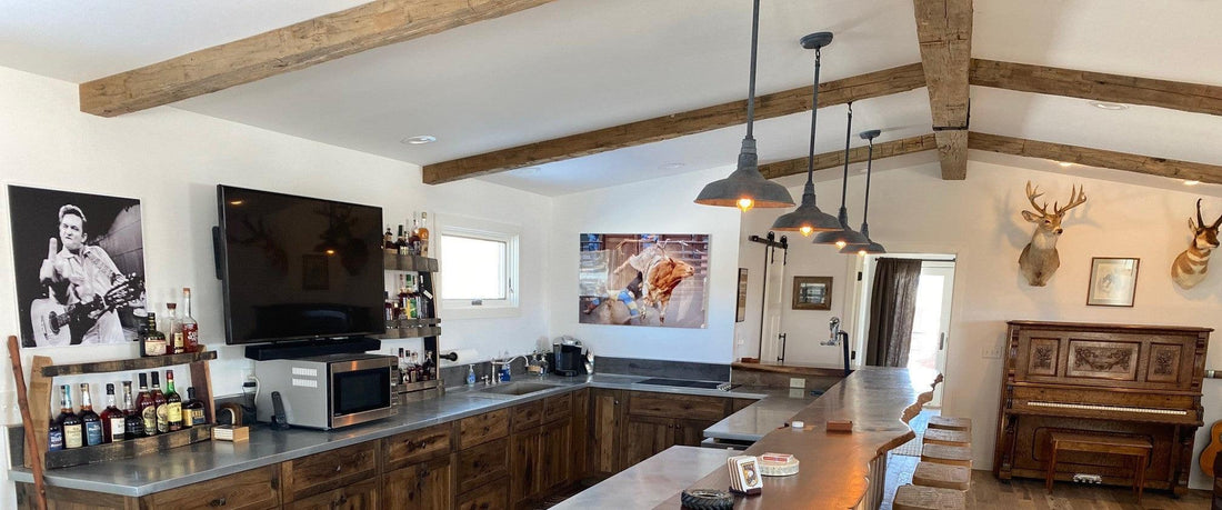 Reclaimed rough sawn barn wood box beams