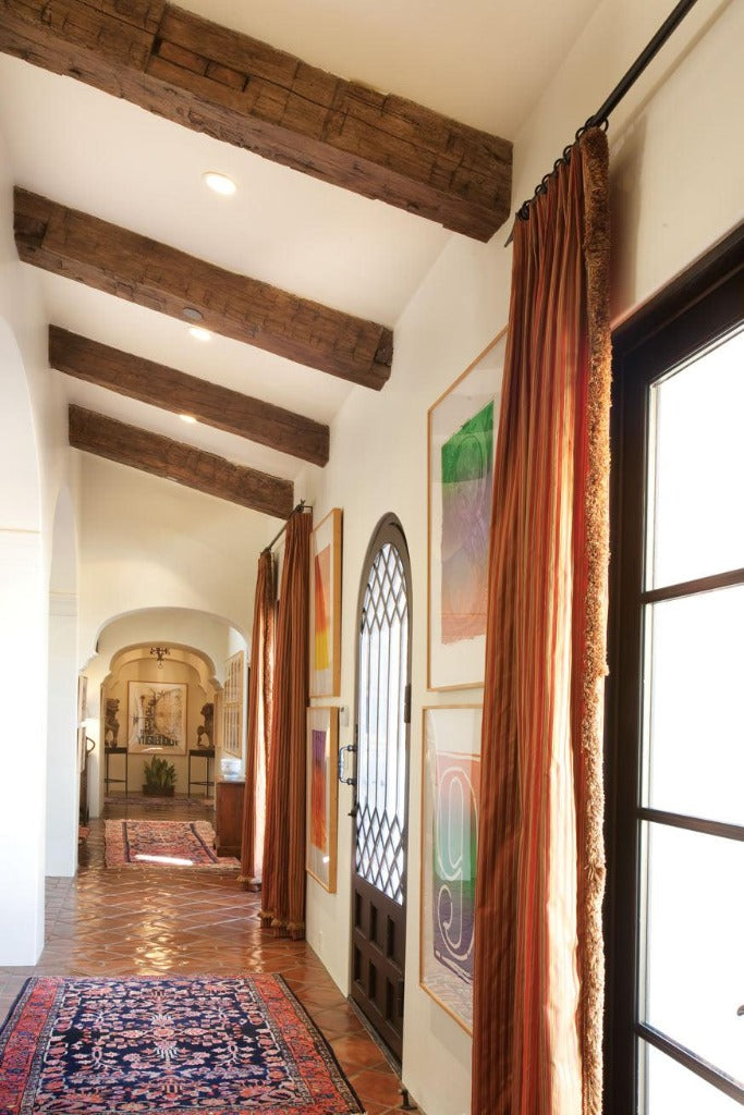 Hand Hewn Reclaimed Barn Wood Box Beams in Hallway Ideas