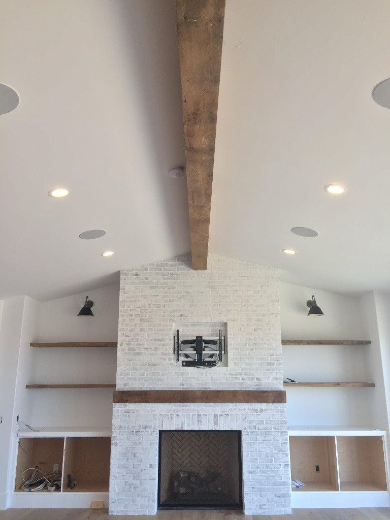 Rough Sawn Reclaimed Barn Wood Box Beam Mantel Ideas