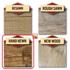 Example of reclaimed and new wood material finishes